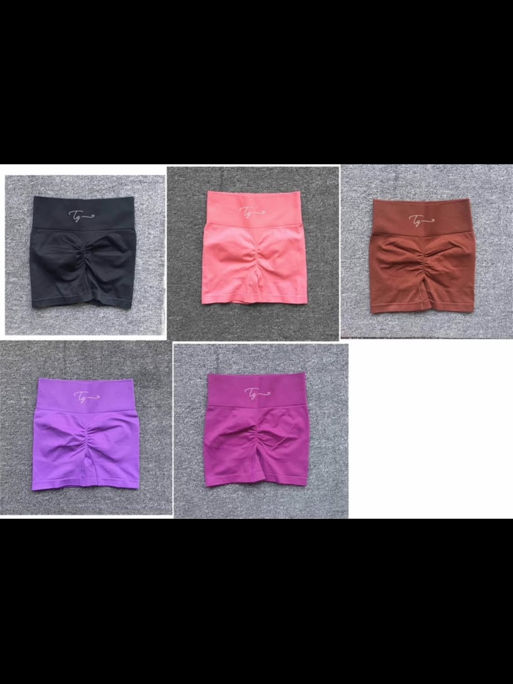 Women Seamless Scrunch-Back Shorts - Black, Pink, Brown, Purple